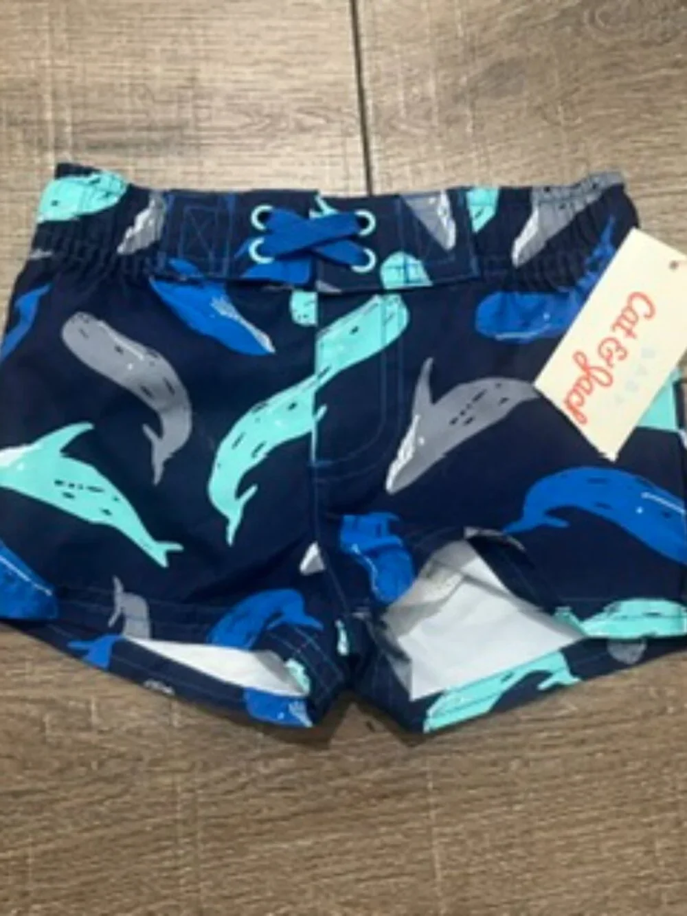 NEW Cat & Jack Baby Boy 3 - 6 months swim Trunks Blue swimsuit NWT